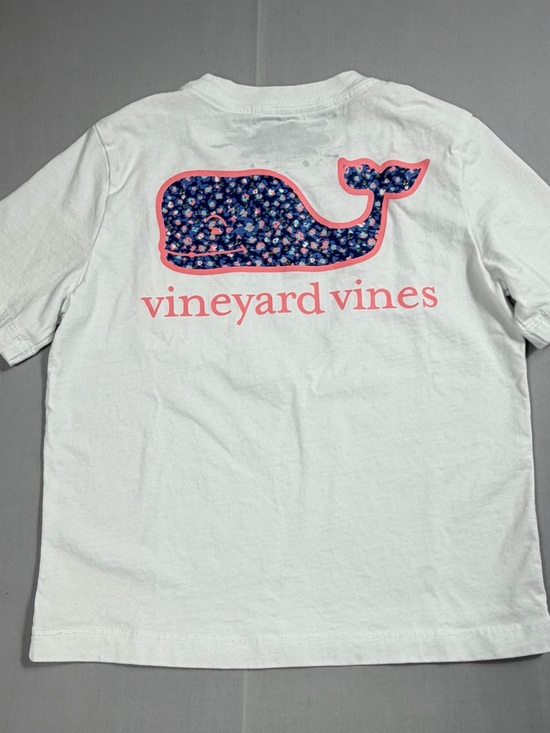 Vineyard Vines Other - Vineyard Vines White Tee with Navy Floral Whale and Pink Trim